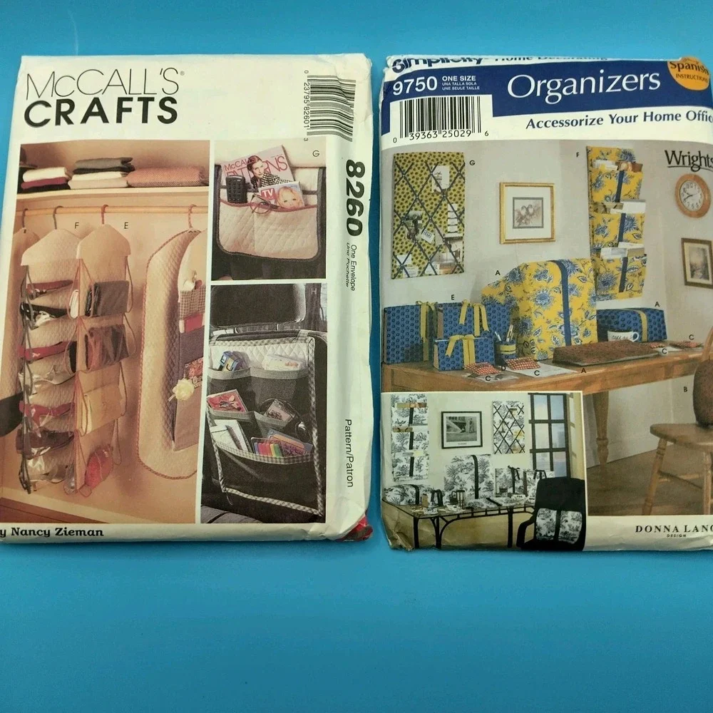 Simplicity 9750 & McCalls 8260 Organizer Patterns Lot VTG Uncut